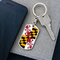 Maryland State Flag Keychain Dog Tag Stainless Steel or 18k Gold-Express Your Love Gifts