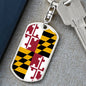 Maryland State Flag Keychain Dog Tag Stainless Steel or 18k Gold-Express Your Love Gifts