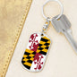 Maryland State Flag Keychain Dog Tag Stainless Steel or 18k Gold-Express Your Love Gifts