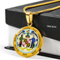 Maryland State Seal Necklace Circle Pendant Stainless Steel or 18k Gold 18-22"-Express Your Love Gifts