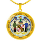 Maryland State Seal Necklace Circle Pendant Stainless Steel or 18k Gold 18-22"-Express Your Love Gifts