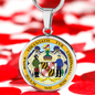 Maryland State Seal Necklace Circle Pendant Stainless Steel or 18k Gold 18-22"-Express Your Love Gifts