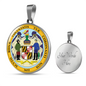 Maryland State Seal Necklace Circle Pendant Stainless Steel or 18k Gold 18-22"-Express Your Love Gifts