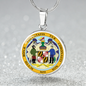 Maryland State Seal Necklace Circle Pendant Stainless Steel or 18k Gold 18-22"-Express Your Love Gifts