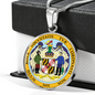 Maryland State Seal Necklace Circle Pendant Stainless Steel or 18k Gold 18-22"-Express Your Love Gifts