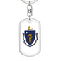 Massachusetts State Flag Keychain Dog Tag Stainless Steel or 18k Gold-Express Your Love Gifts