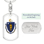 Massachusetts State Flag Keychain Dog Tag Stainless Steel or 18k Gold-Express Your Love Gifts