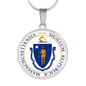Massachusetts State Seal Necklace Circle Pendant Stainless Steel or 18k Gold 18-22"-Express Your Love Gifts