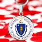 Massachusetts State Seal Necklace Circle Pendant Stainless Steel or 18k Gold 18-22"-Express Your Love Gifts