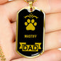 Mastiff Dad Dog Necklace Stainless Steel or 18k Gold Dog Tag W 24" Dog Owner Lover-Express Your Love Gifts