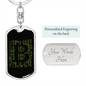 Matrix Bitcoin Crypto Keychain Stainless Steel or 18k Gold Dog Tag Keyring-Express Your Love Gifts