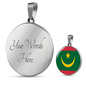 Mauritania Flag Necklace Circle Pendant Stainless Steel or 18k Gold 18-22"-Express Your Love Gifts