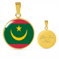 Mauritania Flag Necklace Circle Pendant Stainless Steel or 18k Gold 18-22"-Express Your Love Gifts