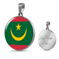 Mauritania Flag Necklace Circle Pendant Stainless Steel or 18k Gold 18-22"-Express Your Love Gifts