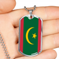Mauritania Flag Necklace Stainless Steel or 18k Gold Dog Tag 24" Chain-Express Your Love Gifts