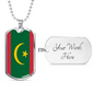 Mauritania Flag Necklace Stainless Steel or 18k Gold Dog Tag 24" Chain-Express Your Love Gifts