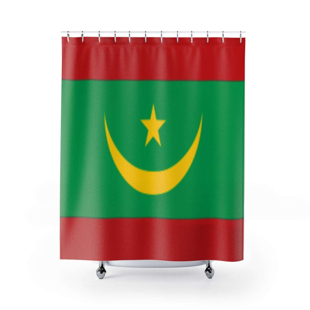 Mauritania Flag Stylish Design 71" x 74" Elegant Waterproof Shower Curtain for a Spa-like Bathroom Paradise Exceptional Craftsmanship-Express Your Love Gifts