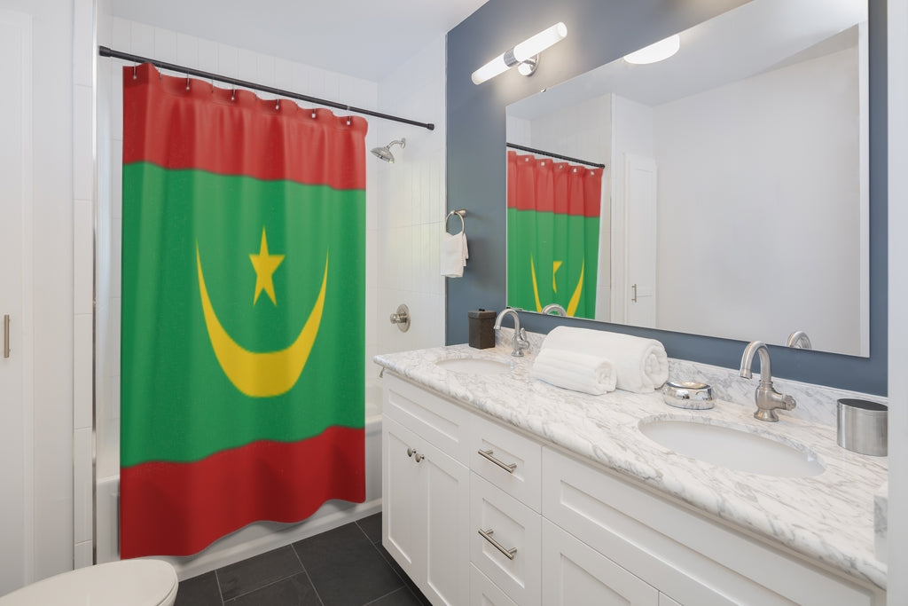 Mauritania Flag Stylish Design 71" x 74" Elegant Waterproof Shower Curtain for a Spa-like Bathroom Paradise Exceptional Craftsmanship-Express Your Love Gifts