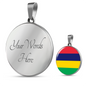 Mauritius Flag Necklace Circle Pendant Stainless Steel or 18k Gold 18-22"-Express Your Love Gifts