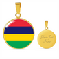 Mauritius Flag Necklace Circle Pendant Stainless Steel or 18k Gold 18-22"-Express Your Love Gifts