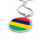 Mauritius Flag Necklace Circle Pendant Stainless Steel or 18k Gold 18-22"-Express Your Love Gifts