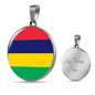 Mauritius Flag Necklace Circle Pendant Stainless Steel or 18k Gold 18-22"-Express Your Love Gifts