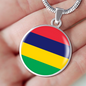 Mauritius Flag Necklace Circle Pendant Stainless Steel or 18k Gold 18-22"-Express Your Love Gifts