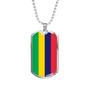 Mauritius Flag Necklace Stainless Steel or 18k Gold Dog Tag 24" Chain-Express Your Love Gifts
