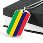 Mauritius Flag Necklace Stainless Steel or 18k Gold Dog Tag 24" Chain-Express Your Love Gifts