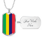 Mauritius Flag Necklace Stainless Steel or 18k Gold Dog Tag 24" Chain-Express Your Love Gifts