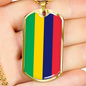 Mauritius Flag Necklace Stainless Steel or 18k Gold Dog Tag 24" Chain-Express Your Love Gifts