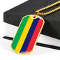 Mauritius Flag Necklace Stainless Steel or 18k Gold Dog Tag 24" Chain-Express Your Love Gifts
