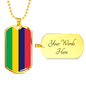 Mauritius Flag Necklace Stainless Steel or 18k Gold Dog Tag 24" Chain-Express Your Love Gifts