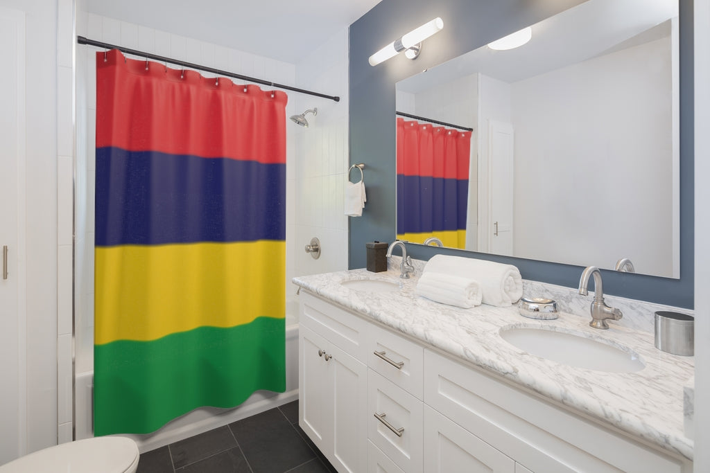 Mauritius Flag Stylish Design 71" x 74" Elegant Waterproof Shower Curtain for a Spa-like Bathroom Paradise Exceptional Craftsmanship-Express Your Love Gifts