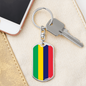 Mauritius Flag Swivel Keychain Dog Tag Stainless Steel or 18k Gold-Express Your Love Gifts