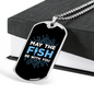 May The Fish Be With You Fishing Necklace Stainless Steel or 18k Gold Dog Tag 24" Chain-Express Your Love Gifts