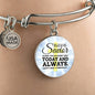 May The Joy And Peace Circle Pendant Bangle Stainless Steel or 18k Gold 18-22"-Express Your Love Gifts