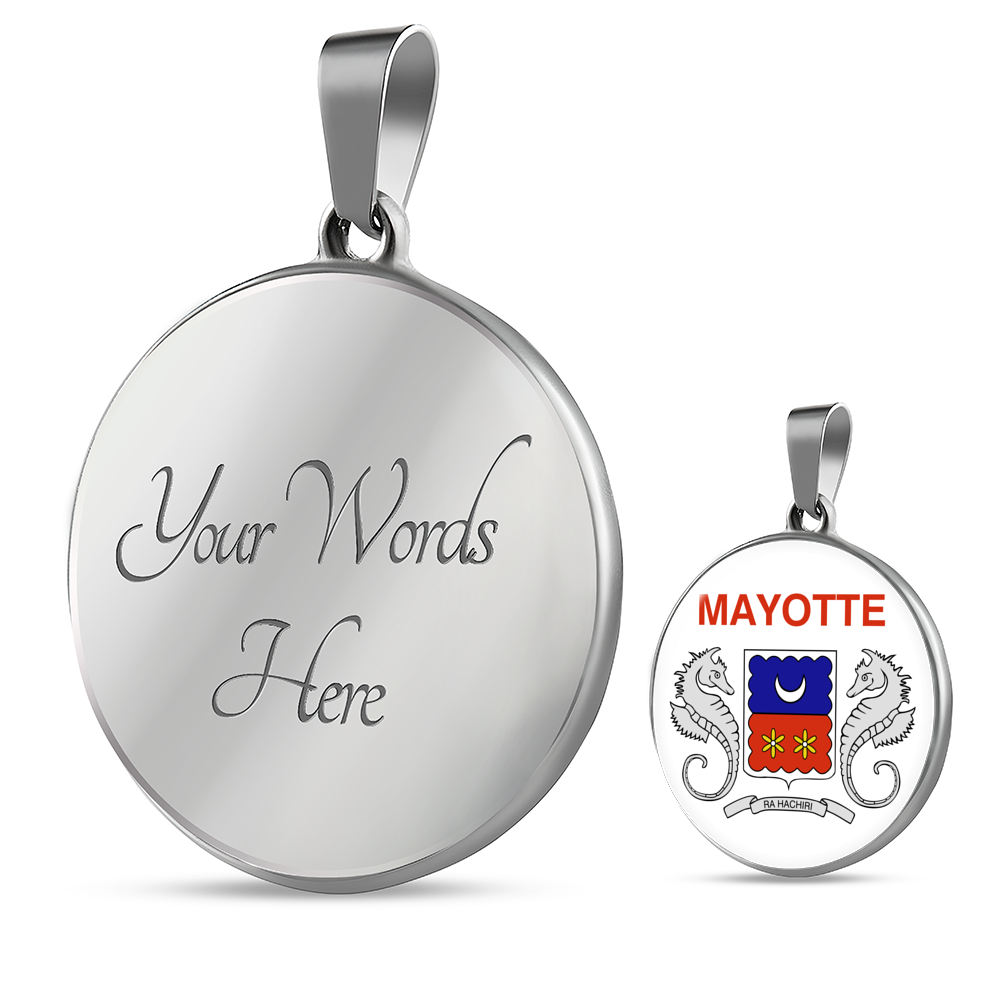 Mayotte Flag Necklace Circle Pendant Stainless Steel or 18k Gold 18-22"-Express Your Love Gifts