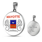 Mayotte Flag Necklace Circle Pendant Stainless Steel or 18k Gold 18-22"-Express Your Love Gifts