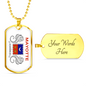 Mayotte Flag Necklace Stainless Steel or 18k Gold Dog Tag 24" Chain-Express Your Love Gifts