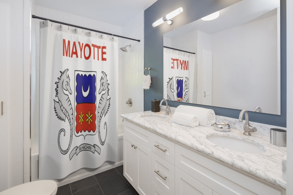 Mayotte Flag Stylish Design 71" x 74" Elegant Waterproof Shower Curtain for a Spa-like Bathroom Paradise Exceptional Craftsmanship-Express Your Love Gifts