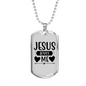 Me And Jesus Christian Necklace Stainless Steel or 18k Gold Dog Tag 24" Chain-Express Your Love Gifts