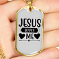 Me And Jesus Christian Necklace Stainless Steel or 18k Gold Dog Tag 24" Chain-Express Your Love Gifts