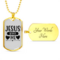 Me And Jesus Christian Necklace Stainless Steel or 18k Gold Dog Tag 24" Chain-Express Your Love Gifts