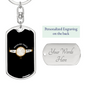 Measure Twice Cut Once Swivel Keychain Woodworker Dog Tag Stainless Steel or 18k Gold-Express Your Love Gifts