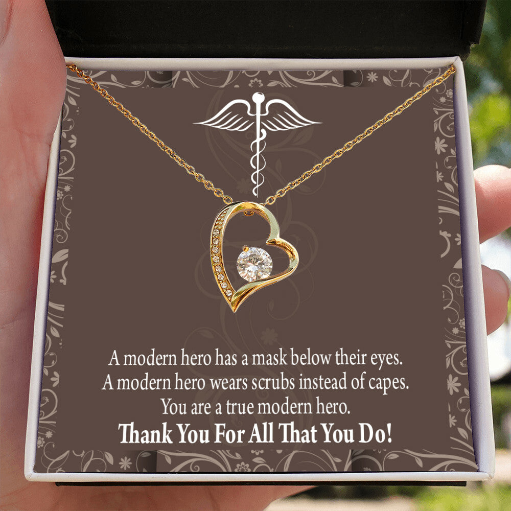 Medical Hero Appreciation Healthcare Medical Worker Nurse Appreciation Gift Forever Necklace w Message Card-Express Your Love Gifts