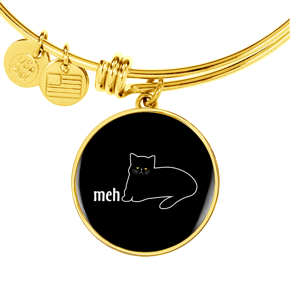 Meh White Cat Bracelet Stainless Steel or 18k Gold Circle Bangle-Express Your Love Gifts