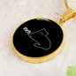 Meh White Cat Circle Necklace Stainless Steel or 18k Gold 18-22"-Express Your Love Gifts