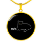 Meh White Cat Circle Necklace Stainless Steel or 18k Gold 18-22"-Express Your Love Gifts