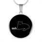 Meh White Cat Circle Necklace Stainless Steel or 18k Gold 18-22"-Express Your Love Gifts
